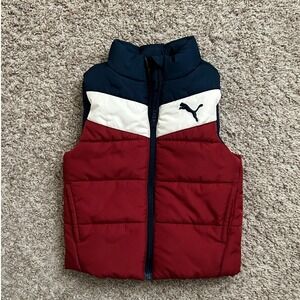 Puma I Boys Puffer Vest - Red Navy White Colorblock I Size‎ 3T I EXCELLENT Cond